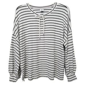 cabi Relax Game Day Tie Neck Sweatshirt Balloon Sleeve Jersey Medium style 5746